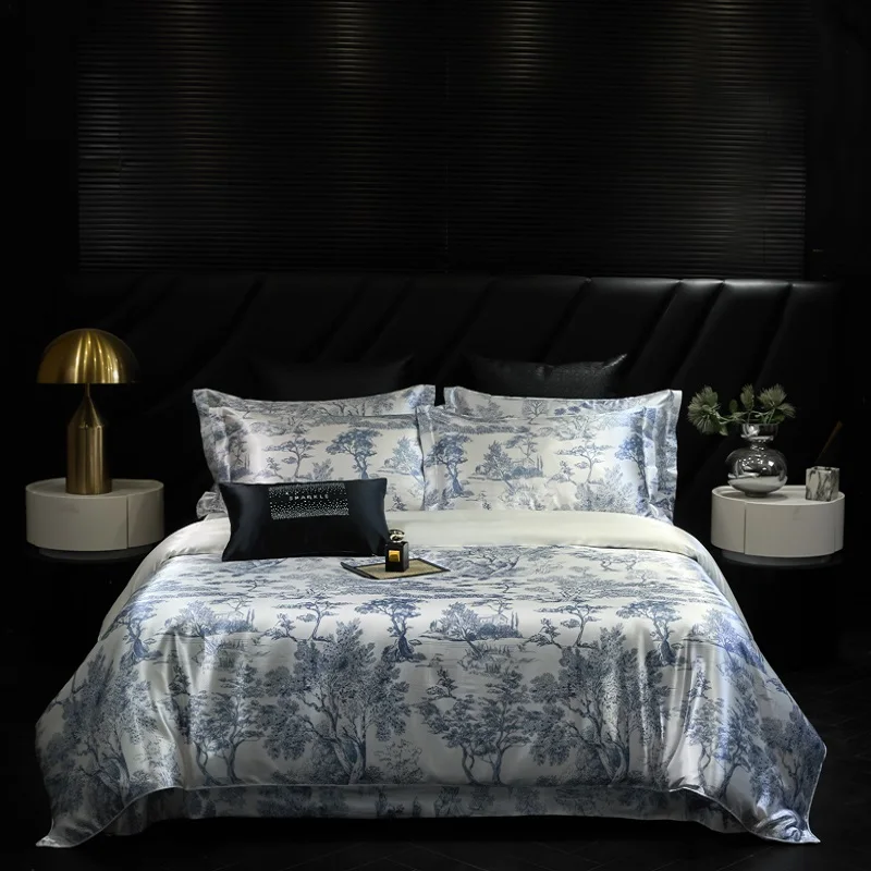 Forest Plants Luxury Bedding Set Super Soft Silky Quilt/Duvet Cover Set Fitted Sheet or Bed Sheet Pillowcases 4Pcs Home Textiles