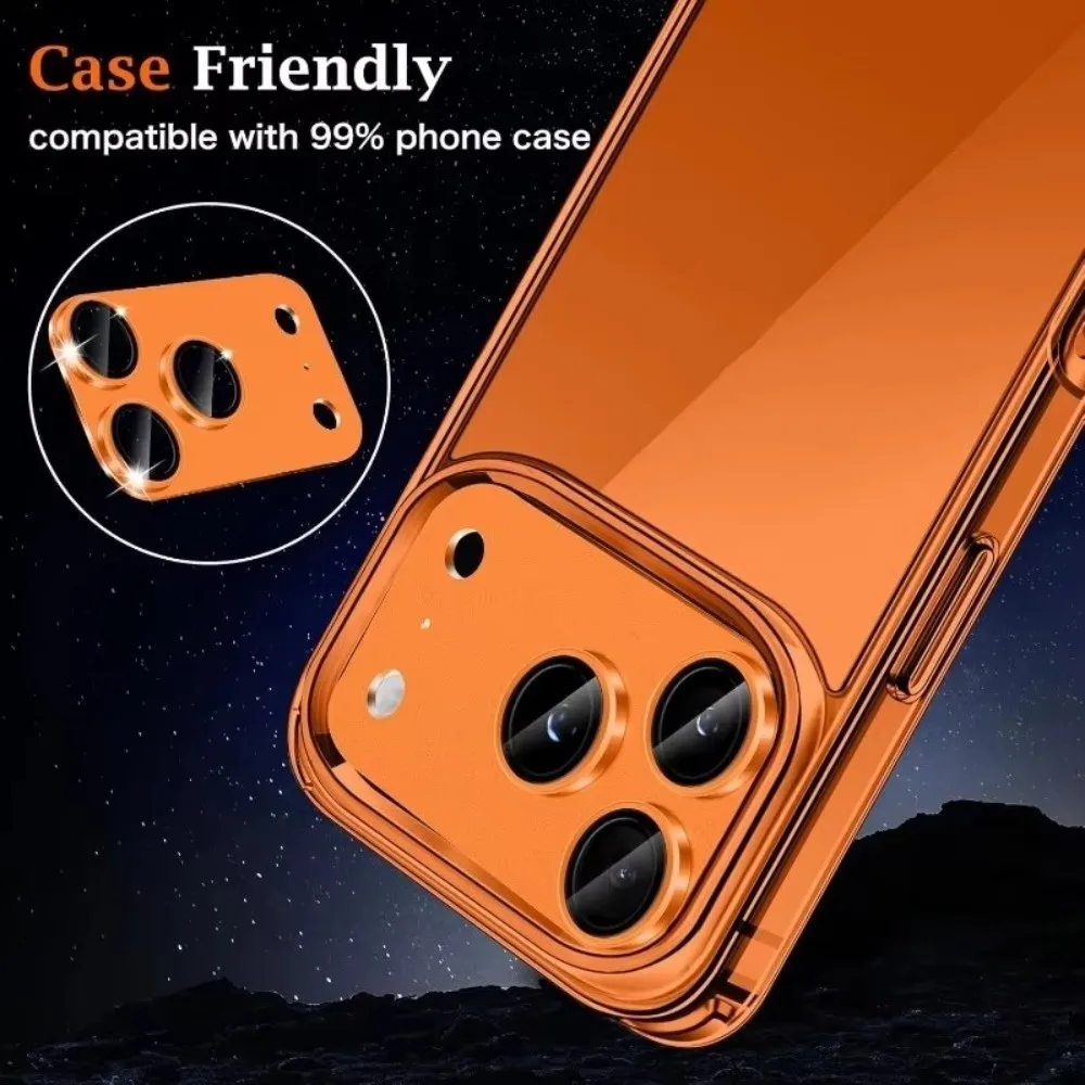 Protector de lente de vidrio templado de Metal, cubierta completa, película protectora de cámara trasera antiarañazos, naranja HD para iPhone 17Pro/17 Pro Max