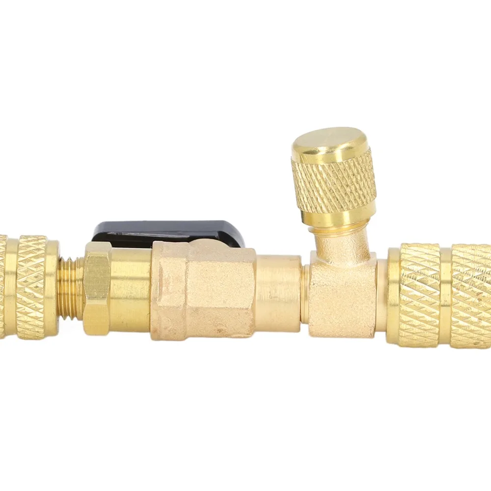 Dual Size Ports Valve Core Remover Brass Material SAE 1/4 & 5/16 Valve Core Installer Repair Tool Set 1/4in & 5/16in Port
