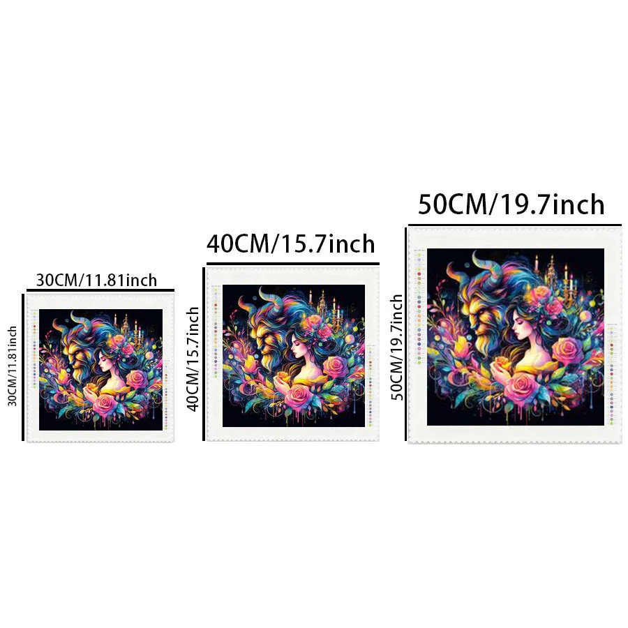 1 piece - Potdemiel-5D-DIY - Flocking cloth - Special drill - Diamond painting set - Beast flower - Diamond art - view 2