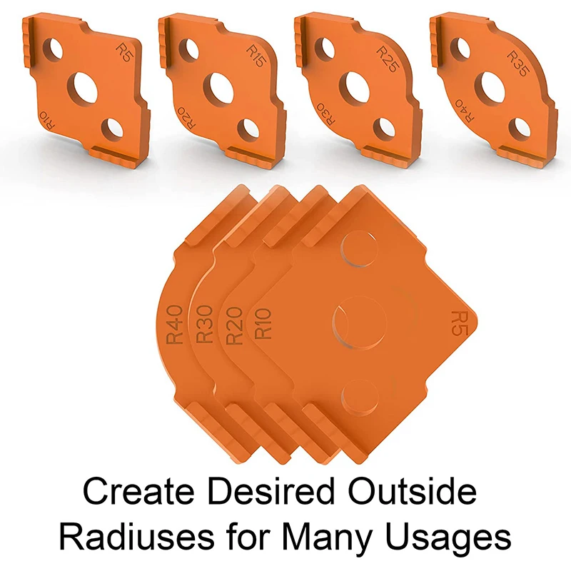 Modelli di raggio d'angolo del Router per la lavorazione del legno Jig R5 a R40 Routing angoli curvi fresatura Radian circolare strumento ABS ad alta durezza