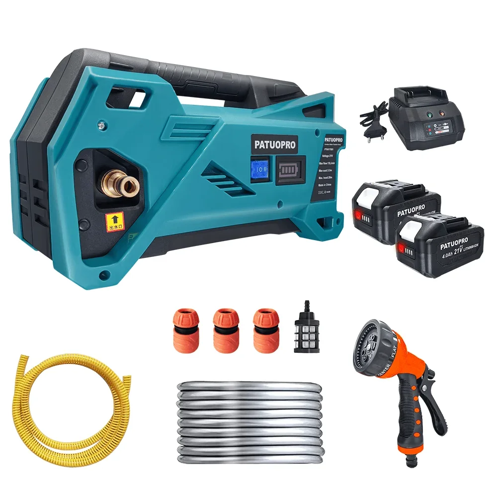 PATUOPRO 20m Draadloze Besproeiingsmachine Elektrische Waterpomp Oplaadbare Pomp Tuin Watering Power Tool Voor Makita 18V Batterij