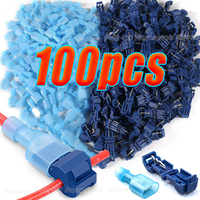 Quick Splice Self-Stripping Electrical Terminals T-Tap Wire Connectors Fully Insulated Disconnects Kit for Wiring Automotive