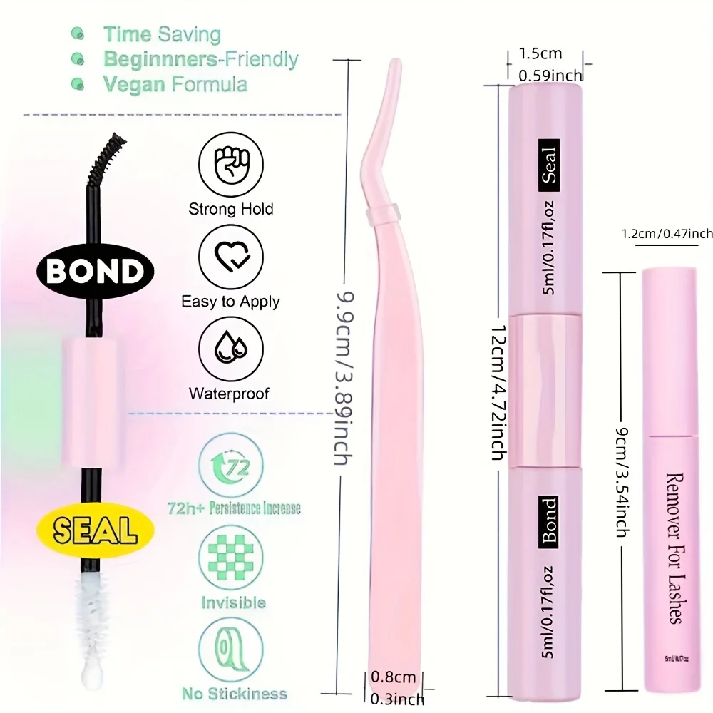 10 مل أسود للعين + مزيل مكياج 5 مل + أداة تجعيد الرموش، مجموعة غراء الرموش: 1 مناسبة لتوسيع مجموعة الرموش محلية الصنع #4