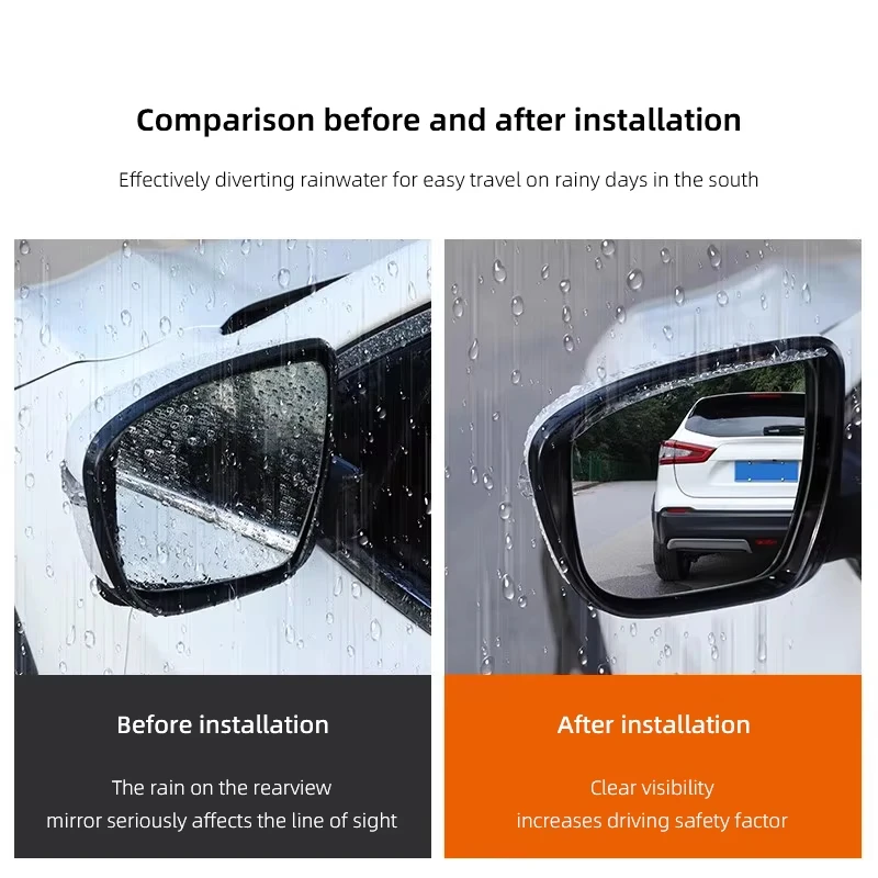 Car Rearview Mirror Block Rainwater Eyebrow Accessories For Peugeot 408 4008 308 3008 Rifter 5008 508 2008 208 301 RCZ 106 205