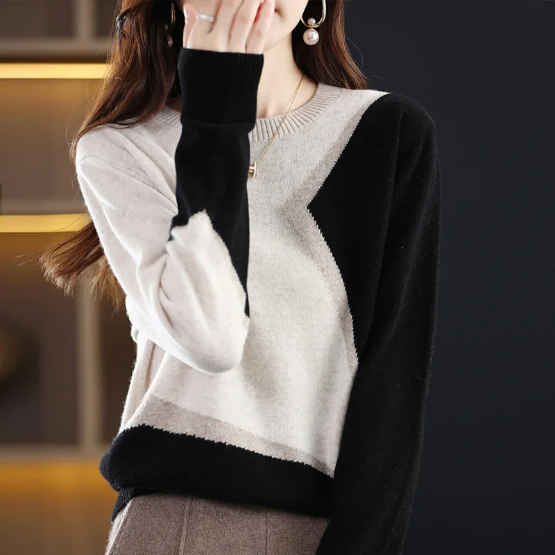 Short 100% Cashmere Sweater Autumn And Winter 2022 New Women\'s Round Neck Korean Western Style Knitted Base