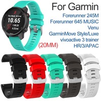 Watch strap for Garmin Forerunner 245/245M/Vivoactive 3 soft silicone Smart watches bands for Forerunner 645 Music Wristbands
