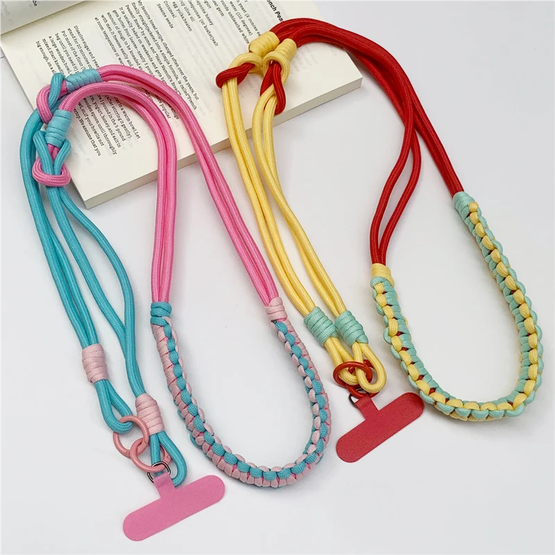 

3 In1 Korean Mobile Phone Lanyard Woven Portable Anti-loss Handing Rope For iPhone Xiaomi Colorful Rope Chain