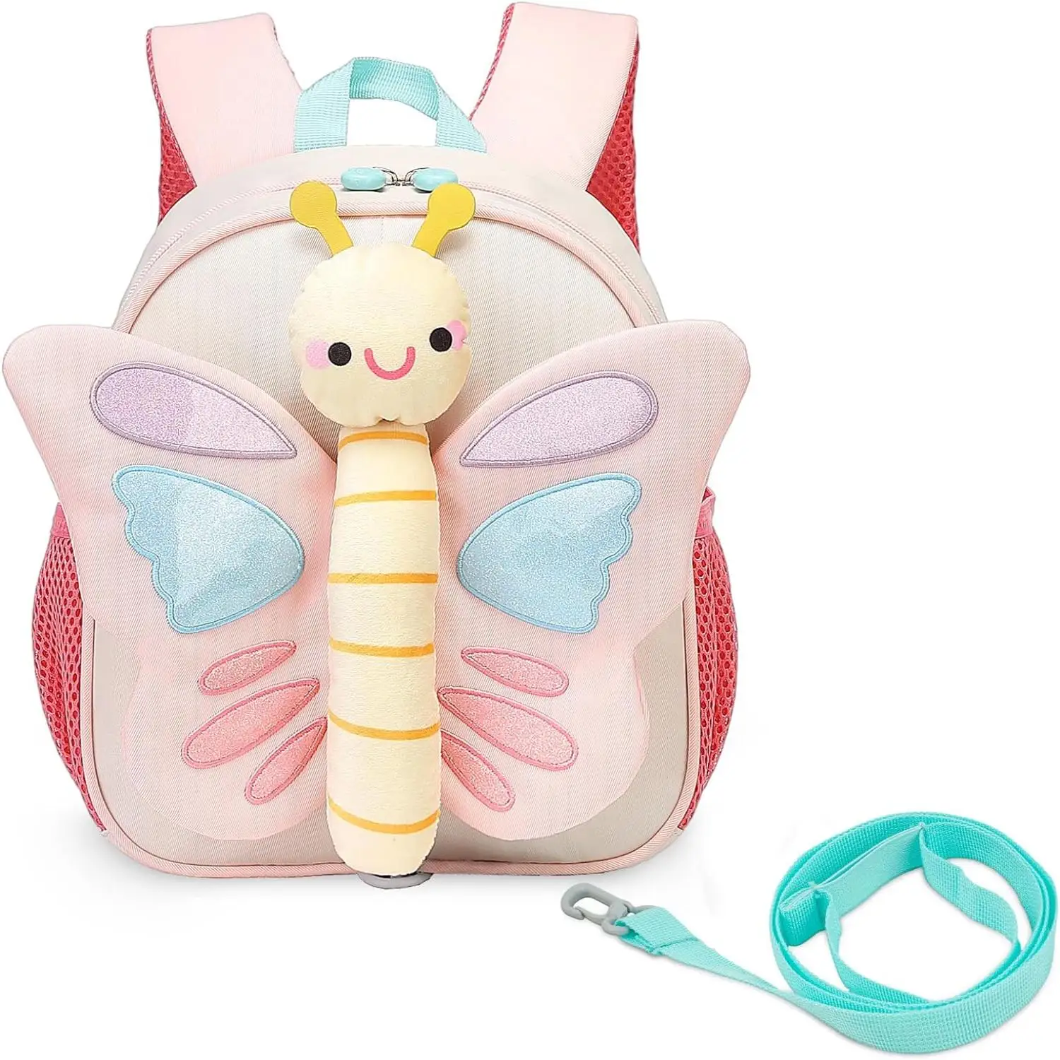 

3D Cute Butterfly Schoolbag for Preschool Girl Ultra-lightweight Waterproof Backpack with Anti-Loss Rope Schoolbag for Toddlers