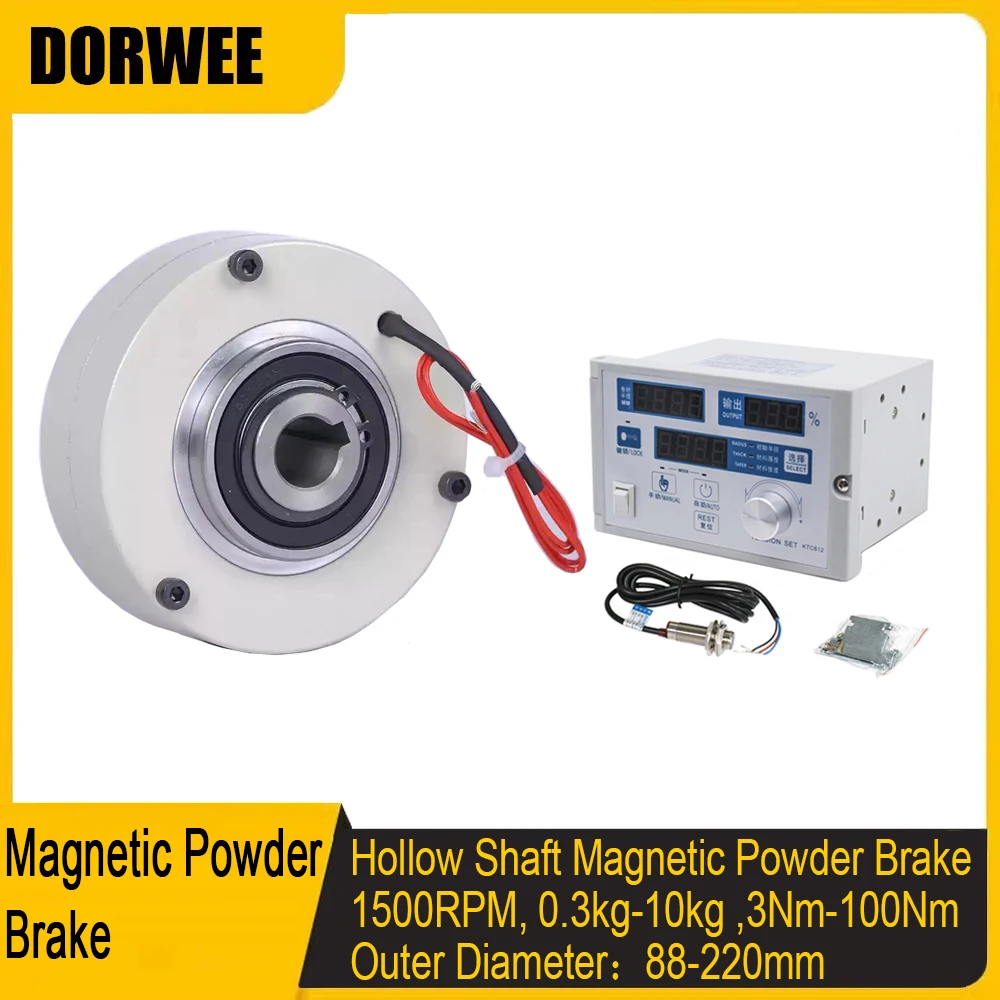 Magnetic Powder Brake Tension Controller Kit 3-100Nm 0.3-10kg 1500rpm DC24V for Paper Making/Textile/Unwinding Speed Adjustment
