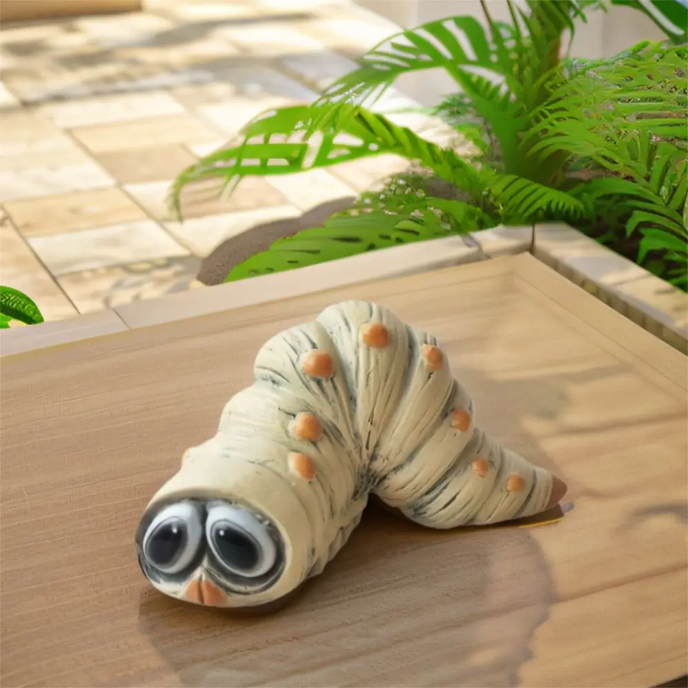 Divertida estatua de oruga al aire libre hecha a mano, artesanía de resina, adorno de gusano de jardín, estatuilla de Animal realista, decoración de patio de Halloween