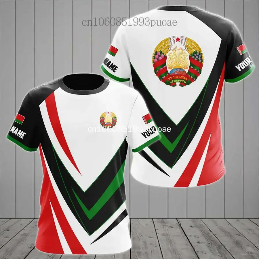 Camiseta estampada con bandera de Bielorrusia para hombre, Jersey informal de verano, camisetas holgadas de moda, Tops de manga corta de gran tamaño