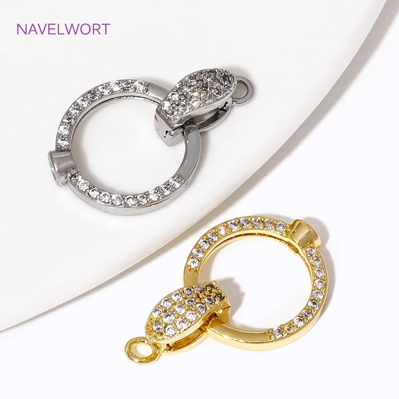 1/2Pcs 18K Gold Plated Inlaid Zircon Round Bracelet Clasps,DIY Fittings,Pearl Clasps Fastener For Jewelry Making Accessories