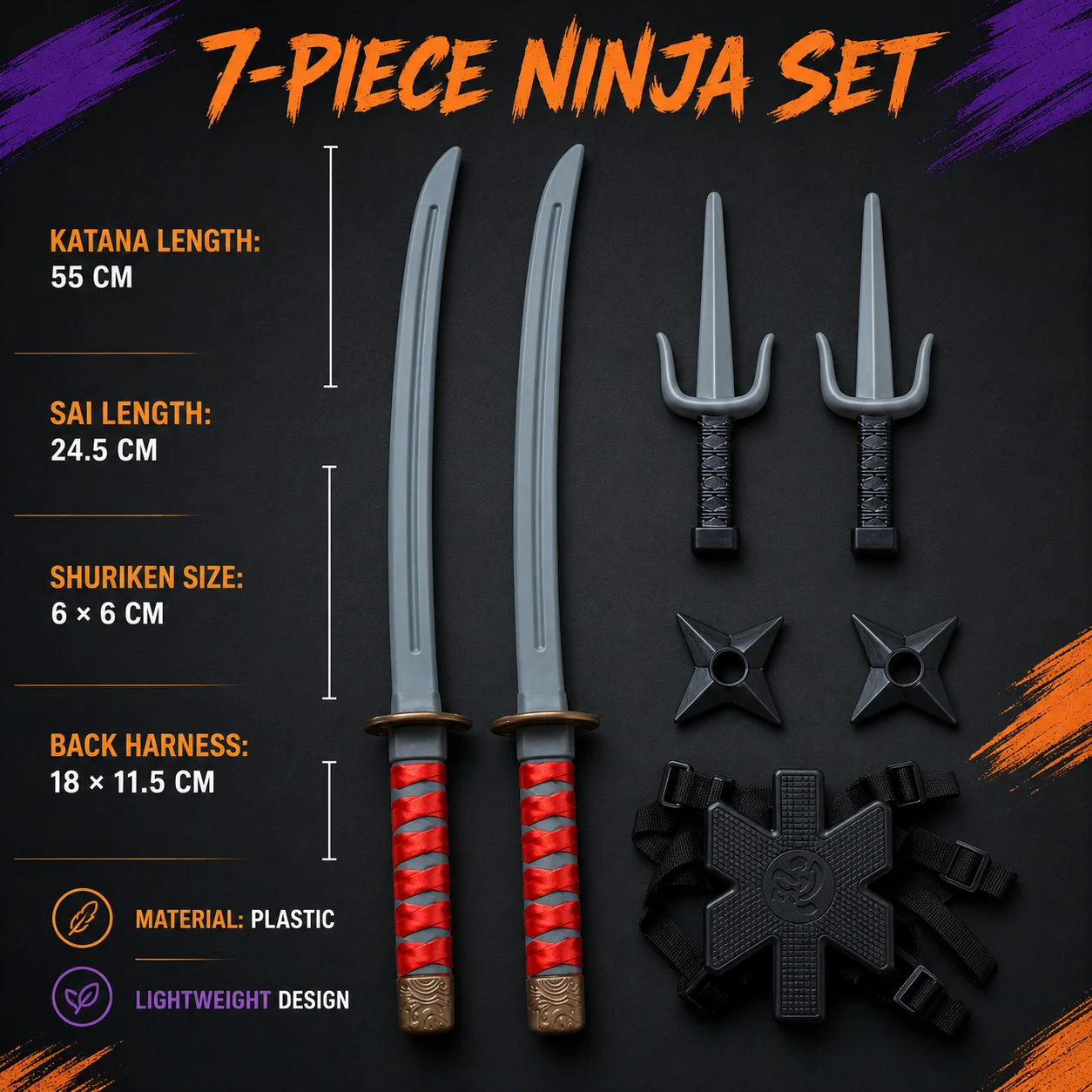 55cm Dubbele Katana Ninja Zwaa - Model Kit Ninja recensie en prijs