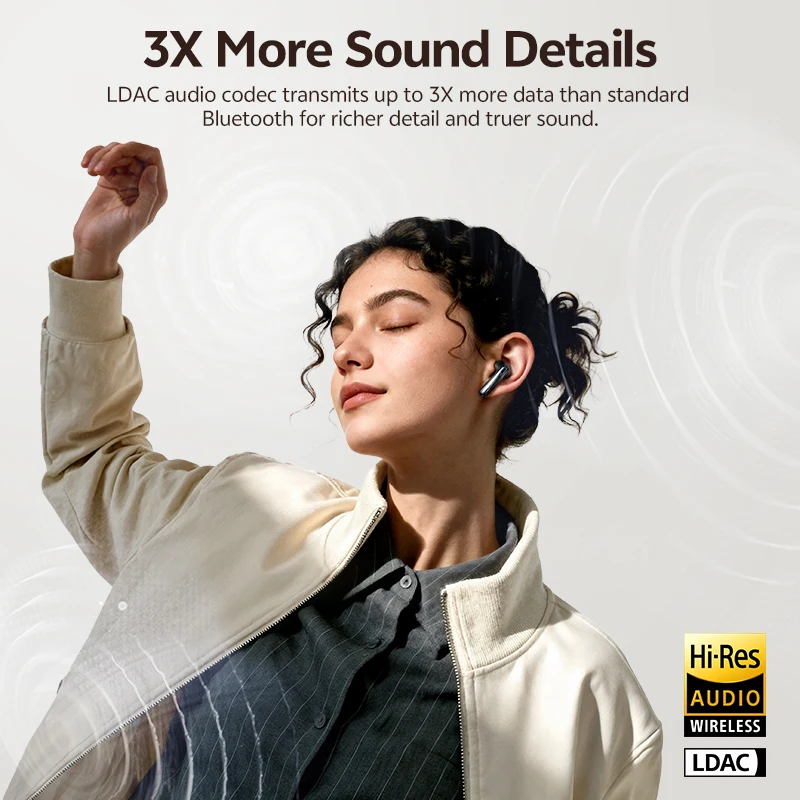 QCY AilyBuds E50 Wireless Earphone BH25HT11A Realtime Adaptive ANC Bluetooth 6.0 Earbud LDAC Hi-Res 6 Mic Multipoint Connection view 4
