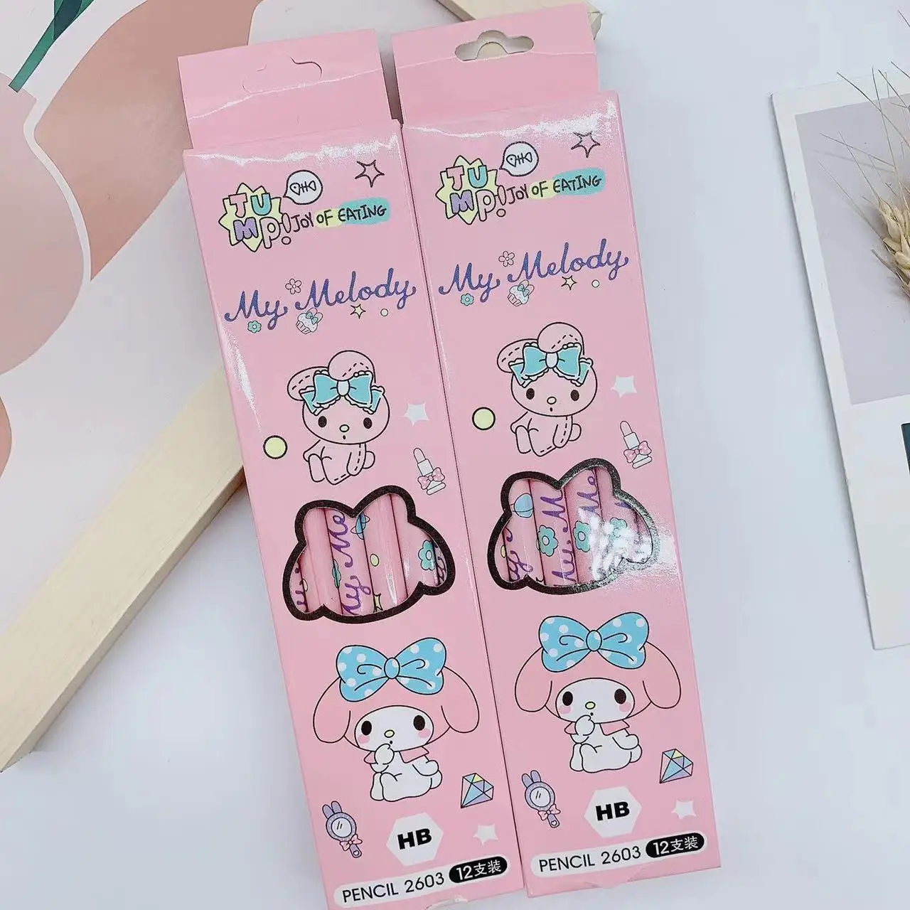 12Pcs/Box Sanrio Pencil Melody Kuromi Cinnamoroll HB Black Write Draw Pencils Primary Students Stationery School Children Gift image 3