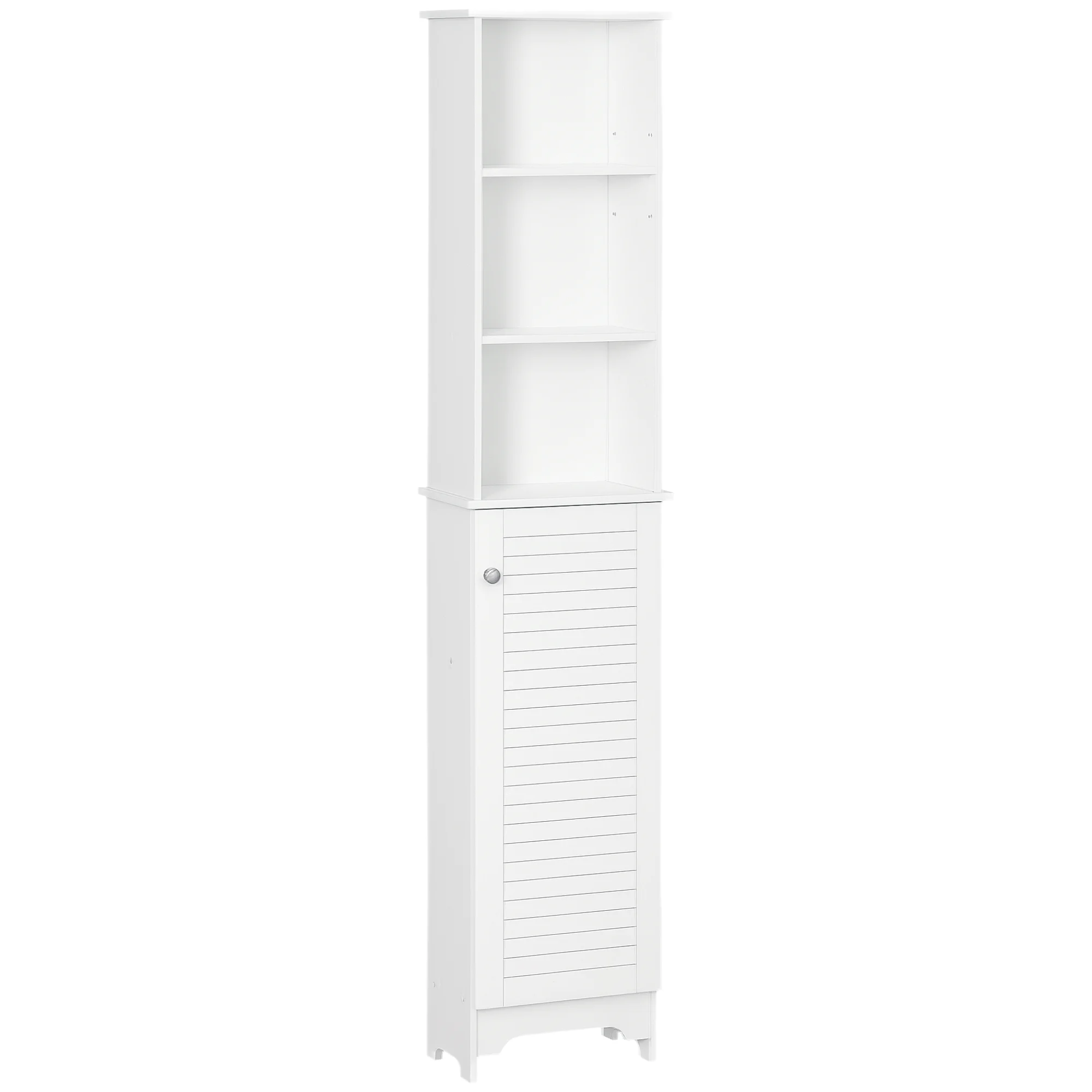 HOMCOM Armario Alto de Baño con 1 Puerta 3 Estantes Balda Ajustable 34x20x165 cm