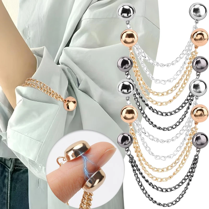 1/12pcs Sliver Magnetic Adjustable Trouser Legs Clips For Pants Pin Retractable Fixed Leg Pants Loose Button For Jeans Cardigan