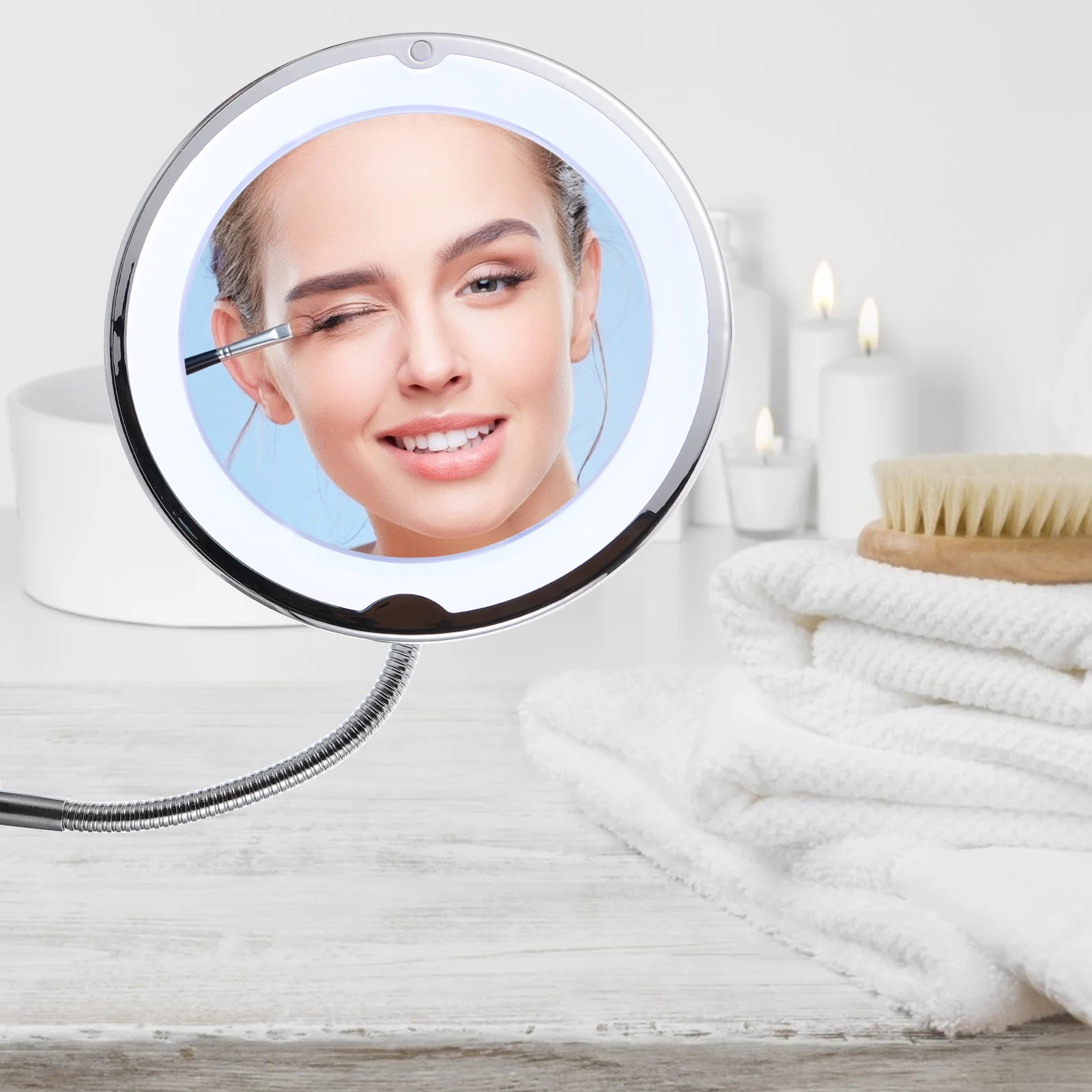 

10X Magnifying Vanity Mirror 360 Degree Adjustable Rotating LED Makeup Mirror Suction Installation