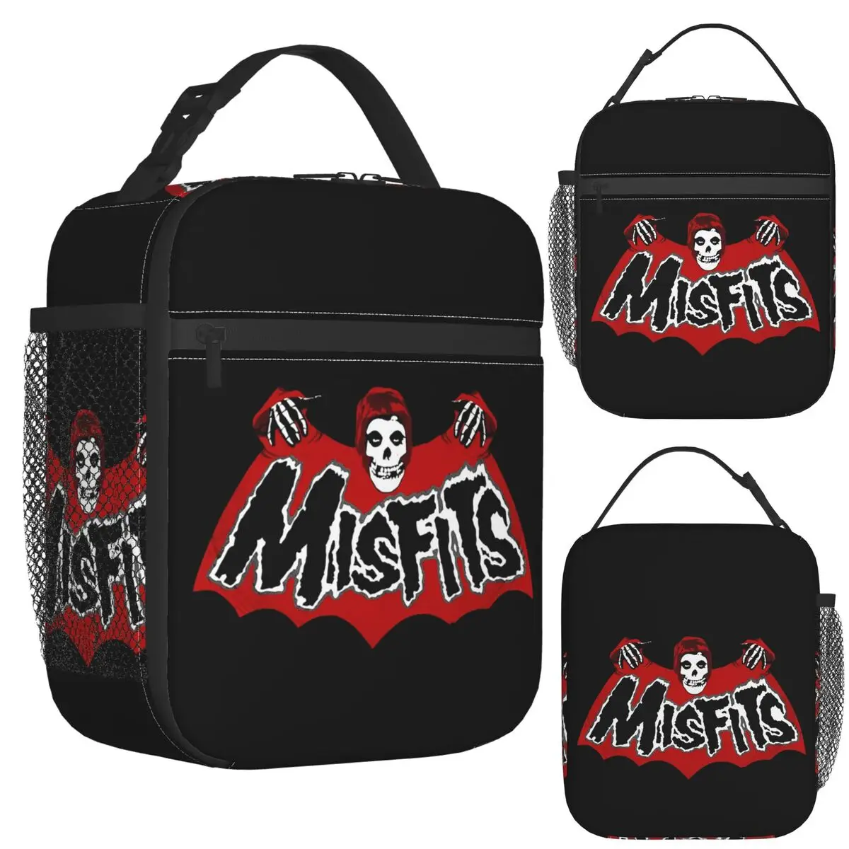 

Bat Skull Misfits Skull Mesh Insulated Lunch Bag for Bento Storage Food Boxes Leakproof Container Cooler Thermal Lunch Box Tote