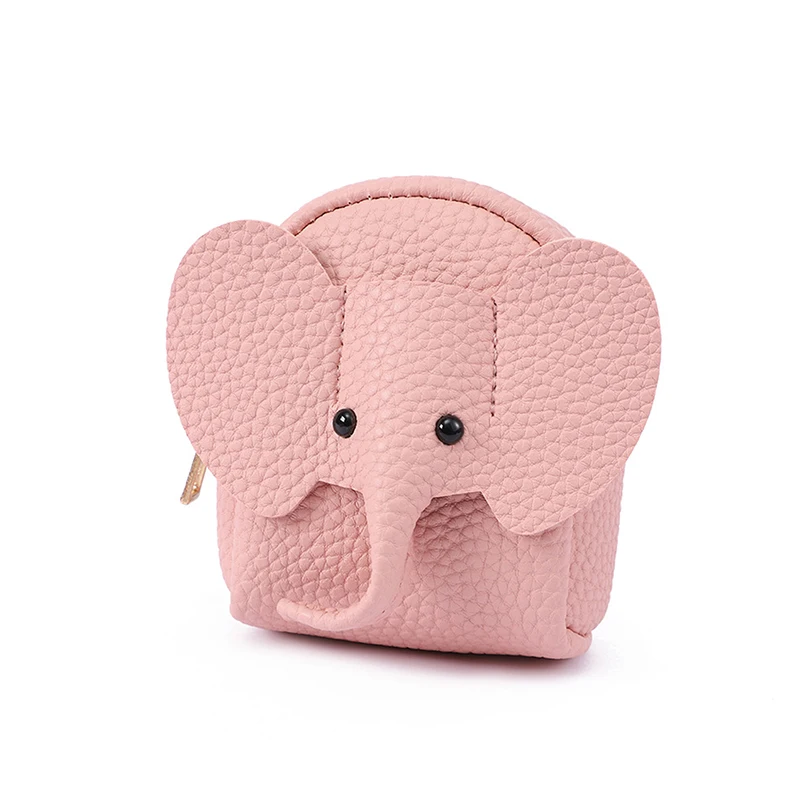 محفظة صغيرة ساحرة من الجلد الصناعي على شكل فيل مع حلقة مفاتيح للنساء، حقائب تخزين محمولة على طراز الرسوم المتحركة #4