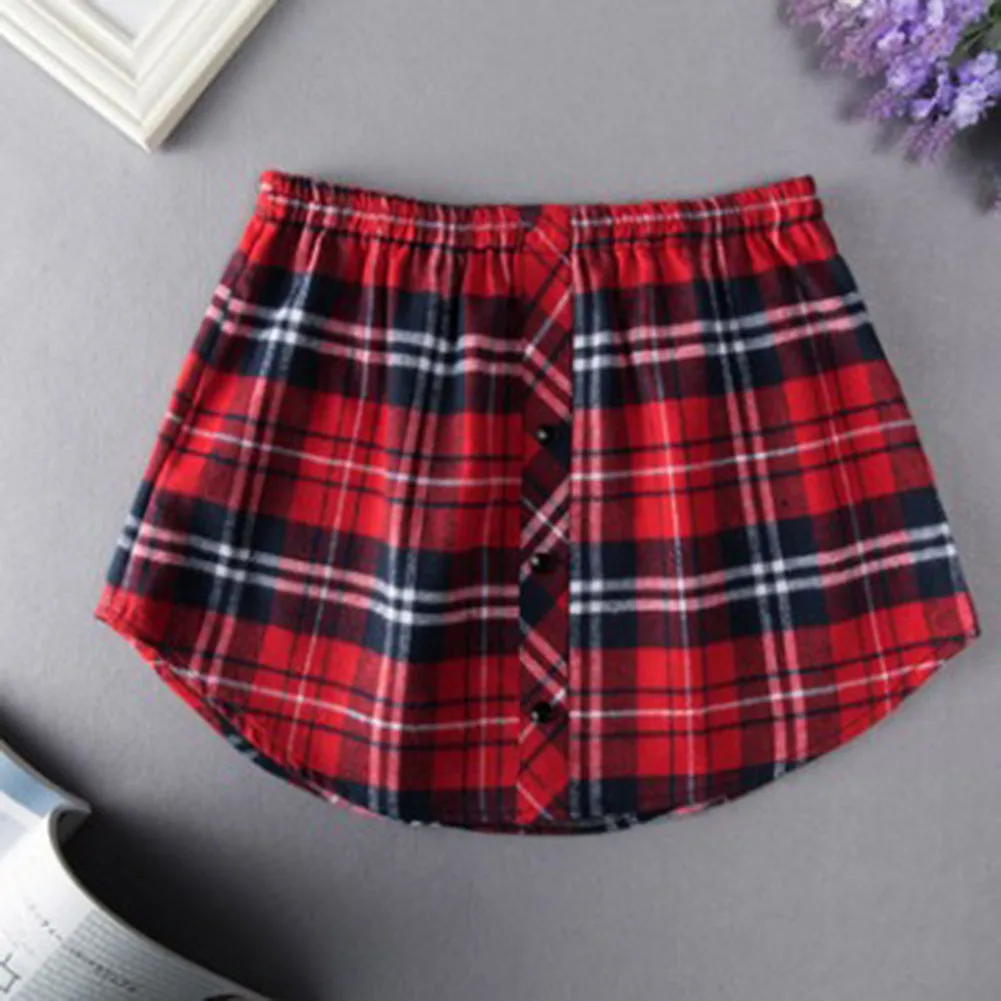 Black White Plaid Women Short Shirt Skirt Layering Extenders Fake Tops Lower Sweep Girl Underskirt How to Choose Size