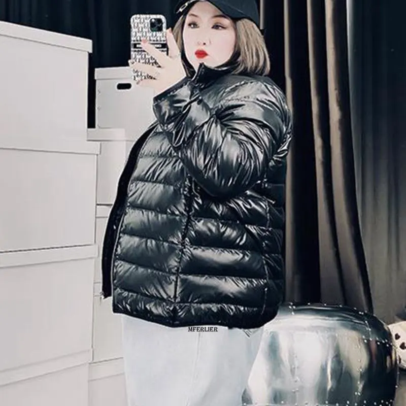 Plus Size 10XL 170kg Women Black Jacket Winter Thick Stand Collar Padded Coats Female Korean Loose Puffer Parkas Ladies Outwear