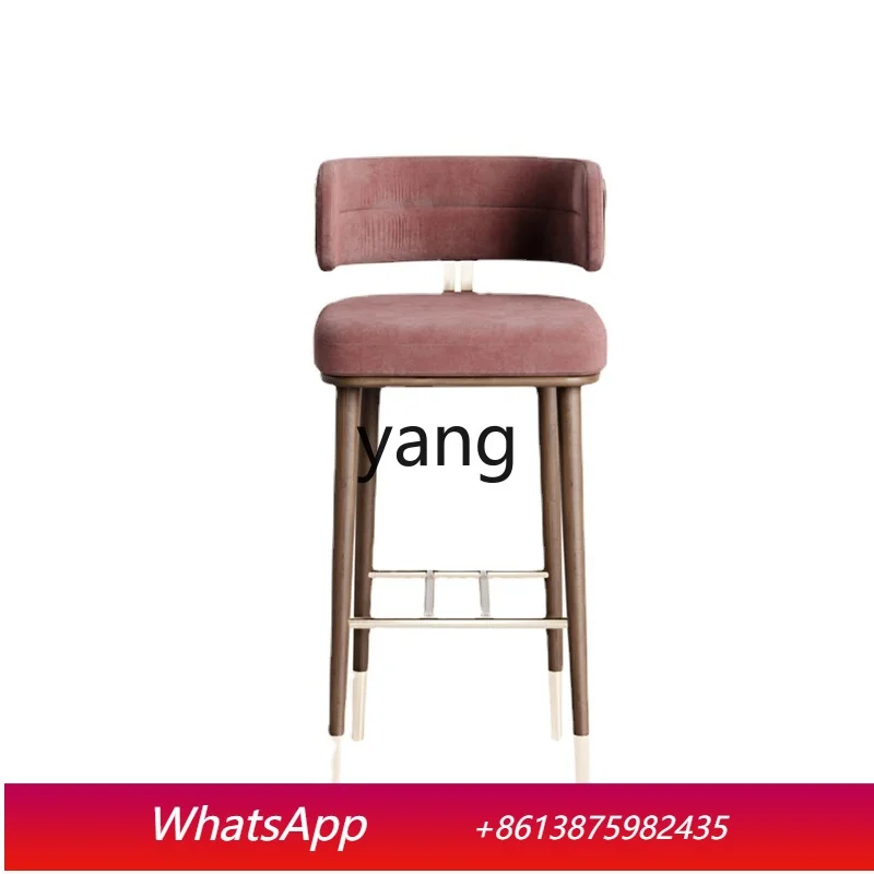 

LTT Design New Solid Wood High Chair Home Creative Metal Backrest Bar Chair Model Room Club Customization