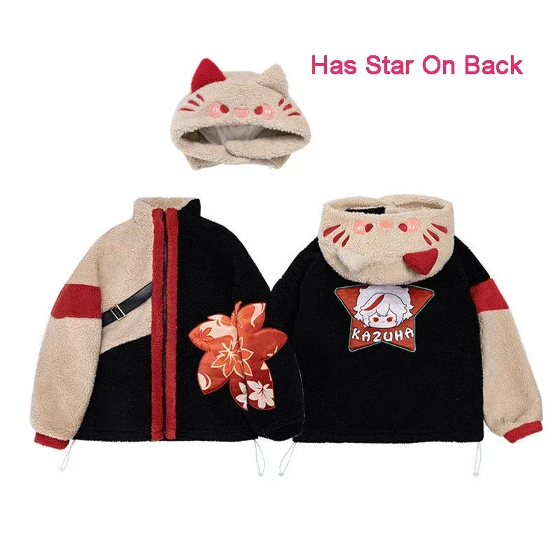Sudadera con capucha de Anime Five Kasen, chaqueta polar con cremallera, ropa Harajuku para hombres y mujeres, disfraz de Cosplay Kaedehara Kazuha, oferta 2025