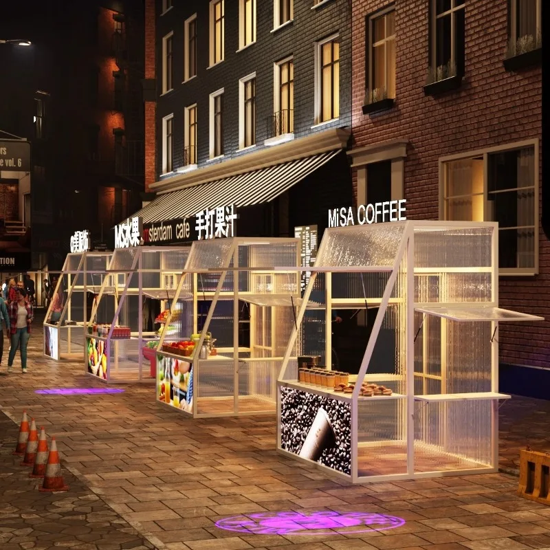 Internet celebrity wrought iron stall, outdoor dessert milk tea display stand, night market stall snack food