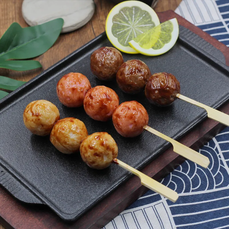 Simulation Japanese Style Carbon Kebab PVC Artifical Chicken Meatball Crispy Bone Meatballs Skewer Model  Fake Food BBQ Props