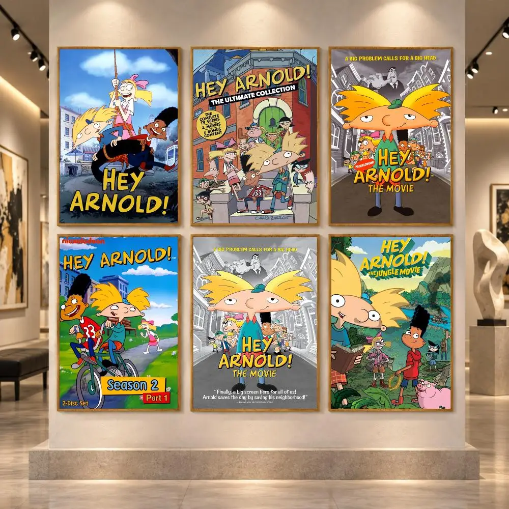 Cartoon Hey A-Arnold Poster Stickers Self-Adhesive Mural Wall Art Decals for Bedroom Living Room Home Painting Decor Gift