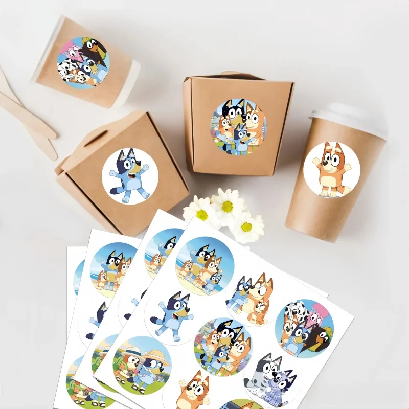 Anime bluey decorative dot stickers blind box Bingo children birthday party gift bag self-adhesive sealing sticker