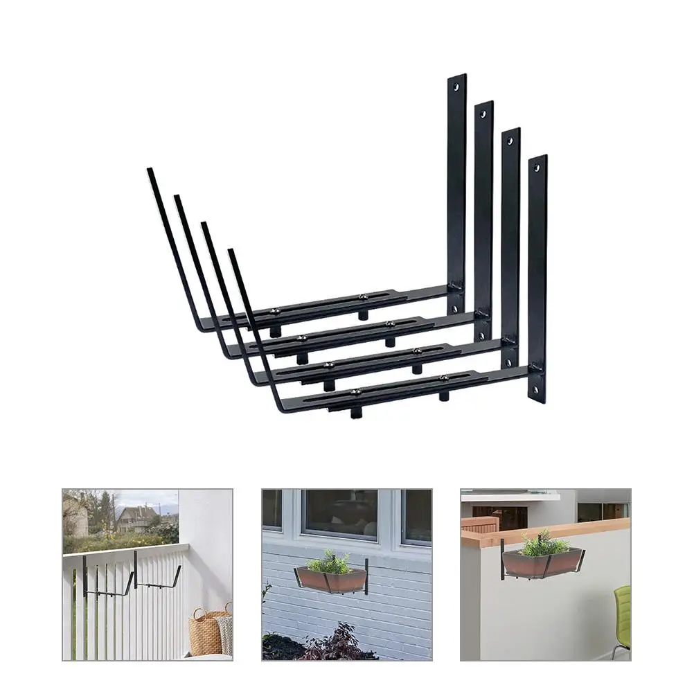 4pcs Metal Flower Pot Holder Wall Planter Racks Iron Art Hanging Basket Balcony Plant Shelf for Window Rail Yard Fences