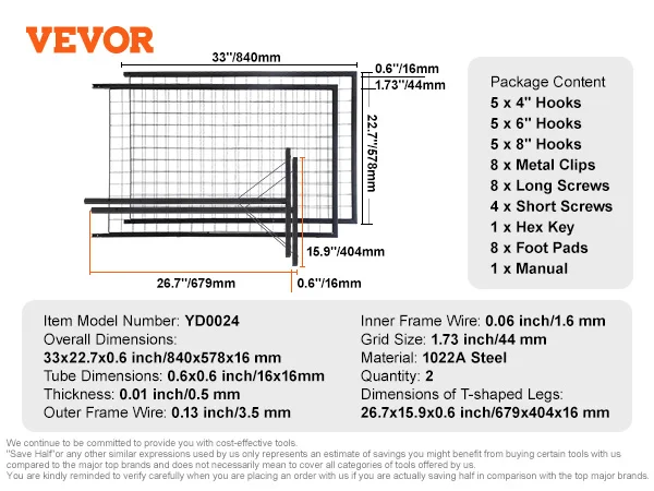SucceBuy Grid Wandpanelen Torendraad Gridwall Displayrekken Dubbelzijdige Gridwall-panelen voor kunstambachtsshows Winkel met haken