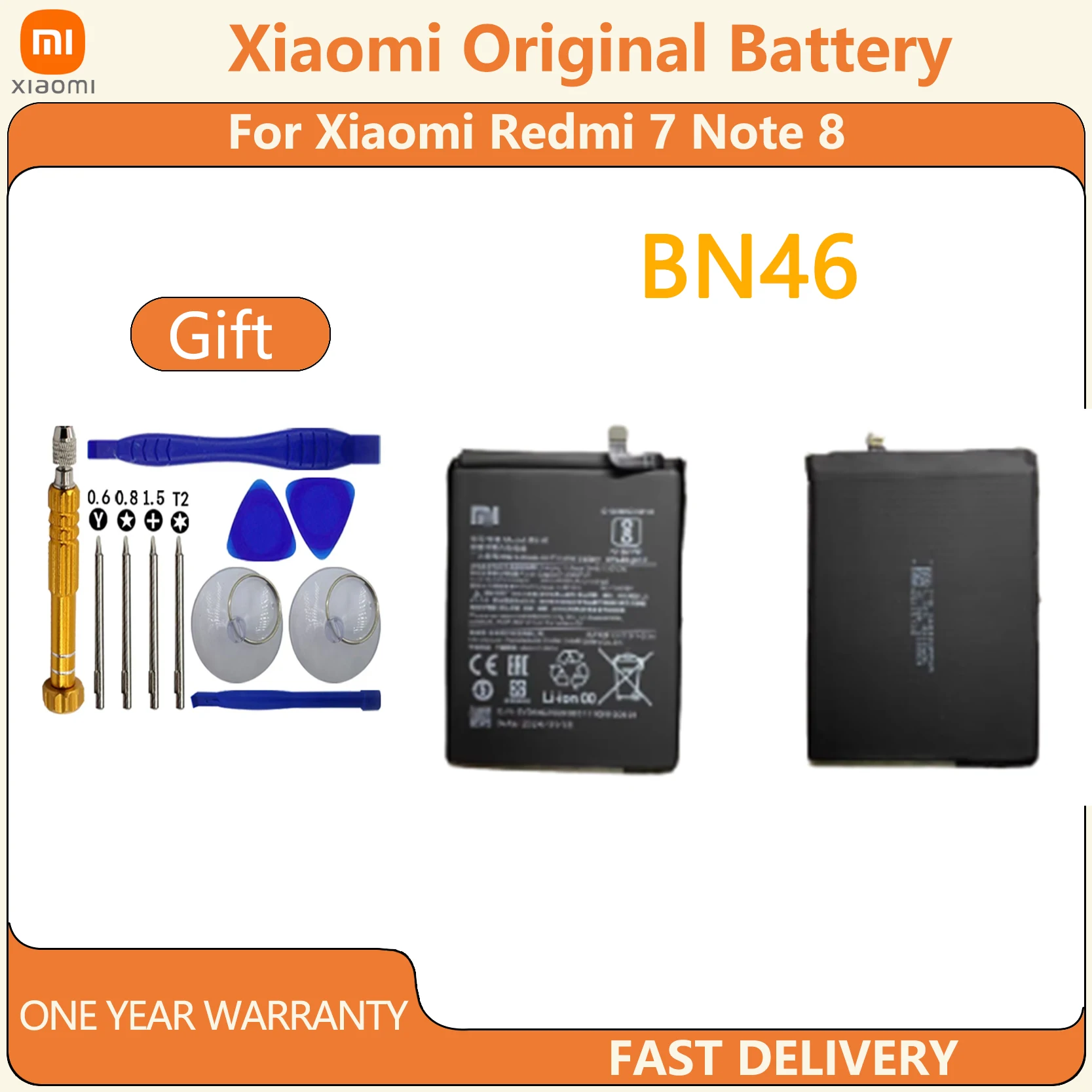 Xiaomi Original Battery Redmi 7 battery Redmi note8  BN46 4080mAh supports fast charging and supports temperature control Single