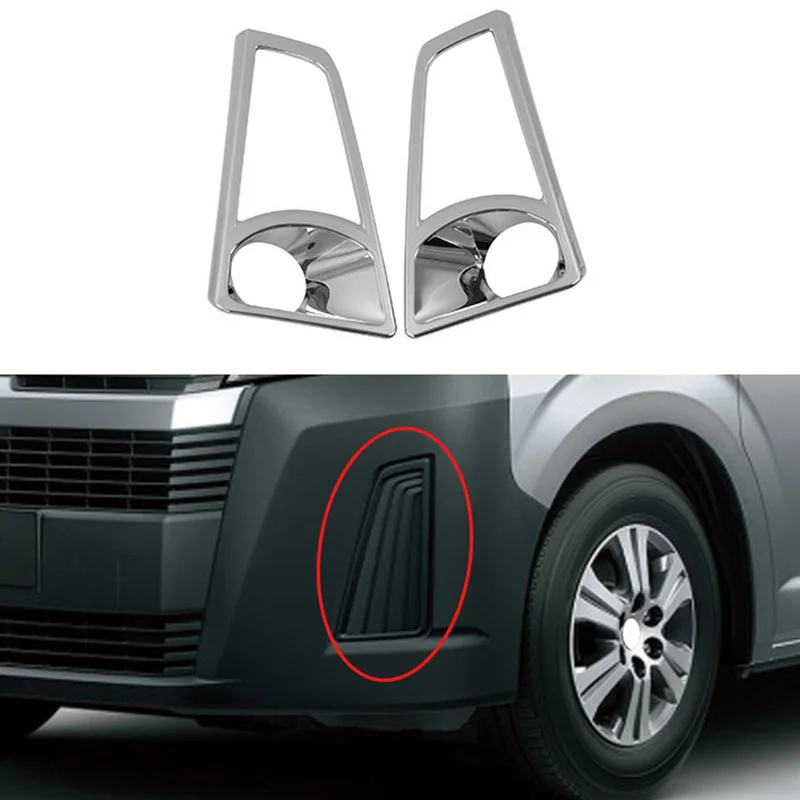 Car Front Fog Light Lamp Cover Trim for Toyota HiAce Commuter Granvia H300 2019 2020 ABS Chrome