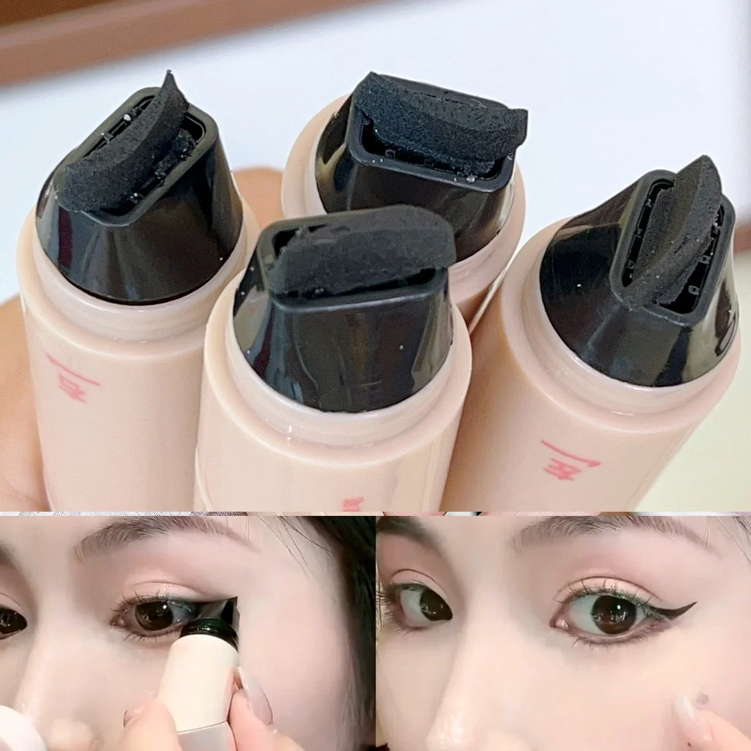 Dual Tip Eyeliner Stamp Waterproof Long Lasting Eyeliner Stamp Black Brown Liquid Wing Eyeliner Stencil Precision Makeup Tools