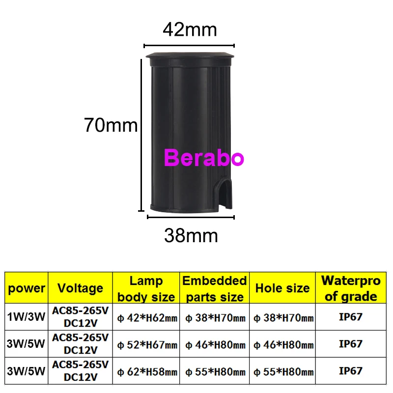 10 Stück wasserdichte LED-Untergrundleuchte, 3 W, 5 W, für den Außenbereich, Garten, Weg, Boden, vergraben, Hof, Spot, Landschaft, 110 V, 220 V, 12 V – Detail 3