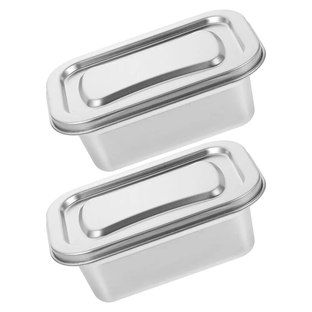 

2 Pcs Stainless Steel Ice Cream Box Storage Containers for Freezer Homemade with Cover