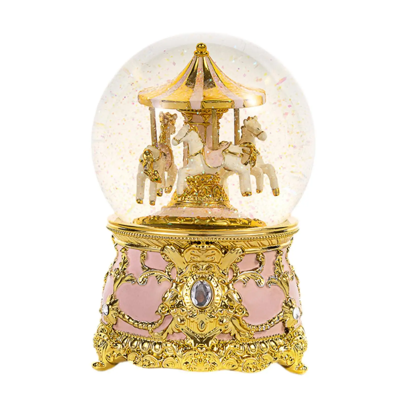 Carousel Music Box Resin Lovely Collectibles Home Bedroom Light Clockwork Toy Wind up Music Box Girls Women Birthday Presents