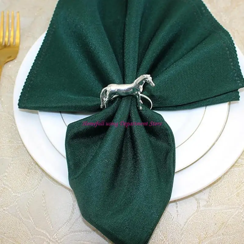  Napkin Holders Rings with Horse Figurine Alloy Western Equestrians Napkin Buckle Clip Pack of 6 for Quick Party Decors