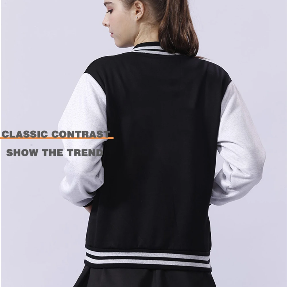 Casual Woman Black White Solid Color Jacket Loose Oversized Baseball Clothes Personality Street Coat Warm Fleece Female Jackets
