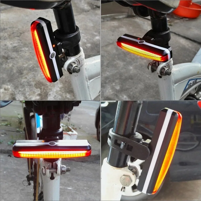 Tricolor bike with pink tail light 2266 LED highlight warning light USB charging signal light, riding accessories