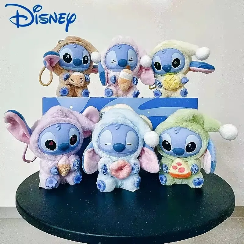 

Подлинная серия Disney Stitch Eat Something Before Sleep, слепая коробка, плюшевая кукла, брелок, подвесной орнамент, коллекционная