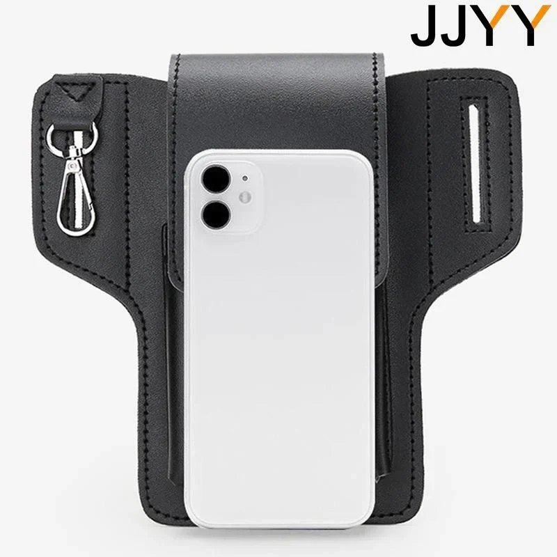 Men Leather Waist Bag Vintage Pack Belt Clip Holster Travel Hiking Mobile Phone Case Cover Pouch