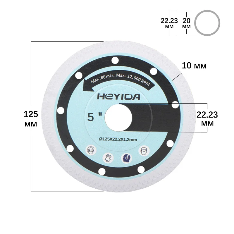 Turbo Diamond Cutting Disc Kit 125mm Diamond Saw Blades For Tile Porcelain Ceramic Marble Cutting Tools For Angle Grinder 5 inch