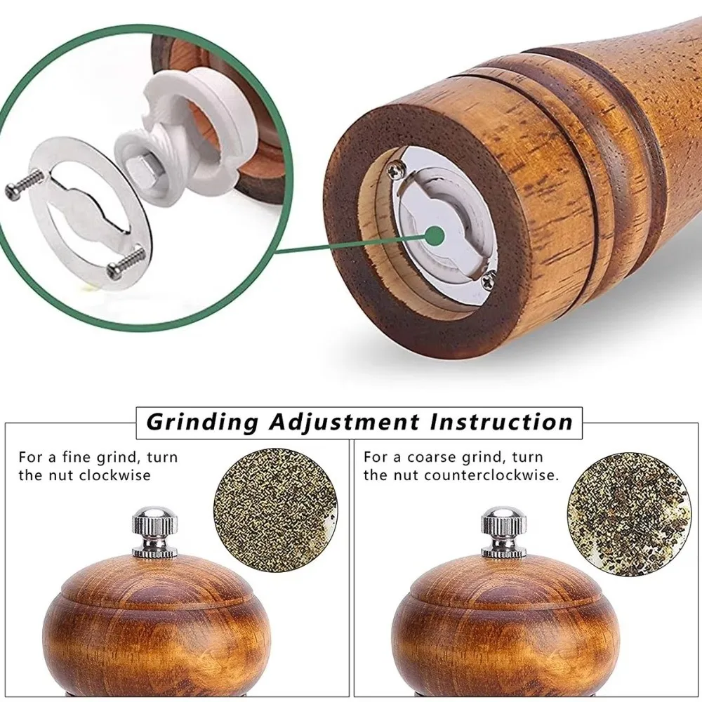 New Adjustable Manual Pepper Grinder Refillable Kitchen Tool Spice Salt Grinder Ceramic Rotor Salt Pepper Mill Home Cooking
