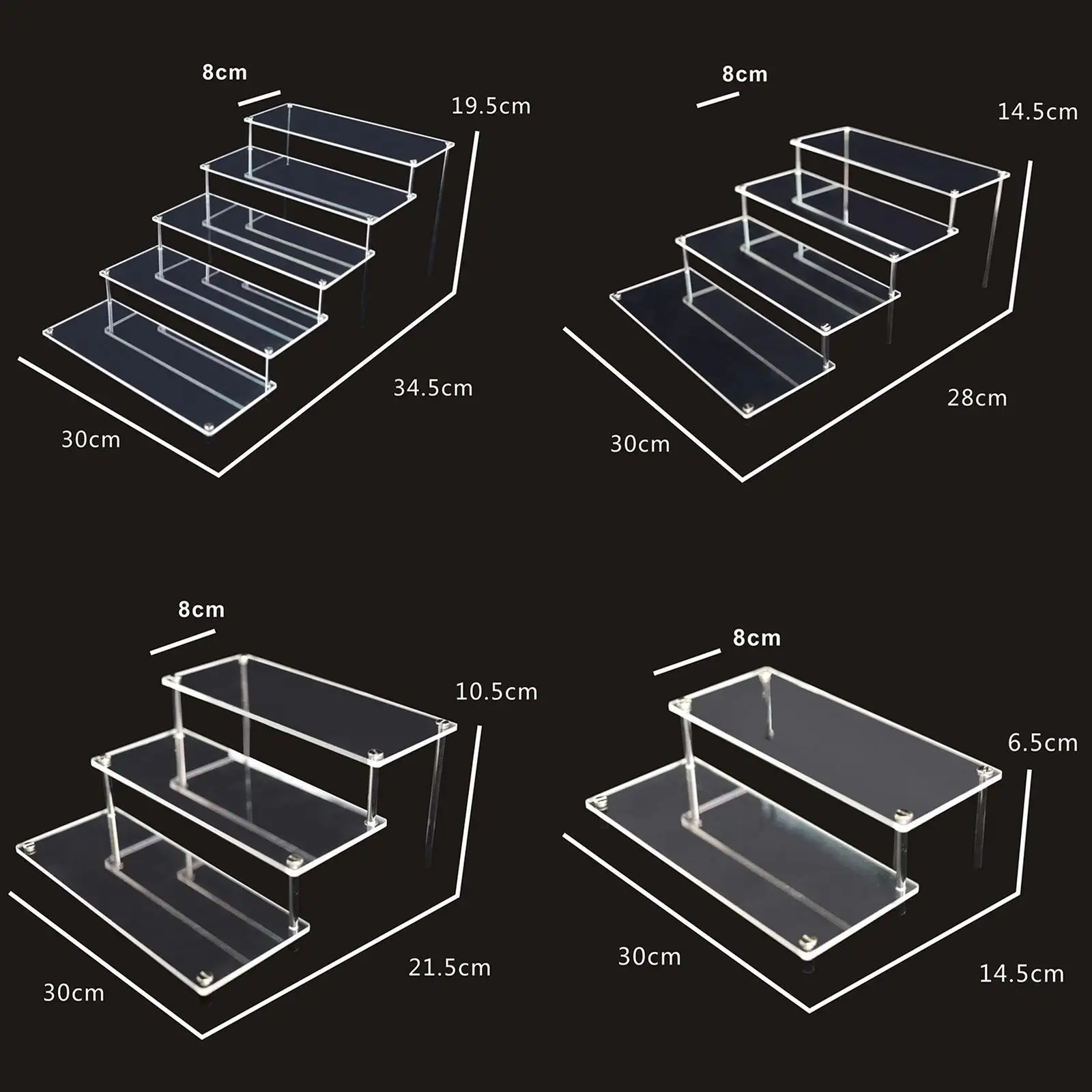 Transparent Multi Ladder Acrylic Rack Countertop Riser Shelves Showcase