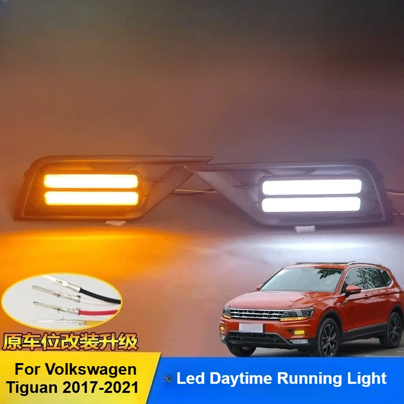 

For Volkswagen Tiguan Allspace 2017-2021 Led Daytime Running Light Front Fog Lamp Dymanic Turn Signal Modification Accessories